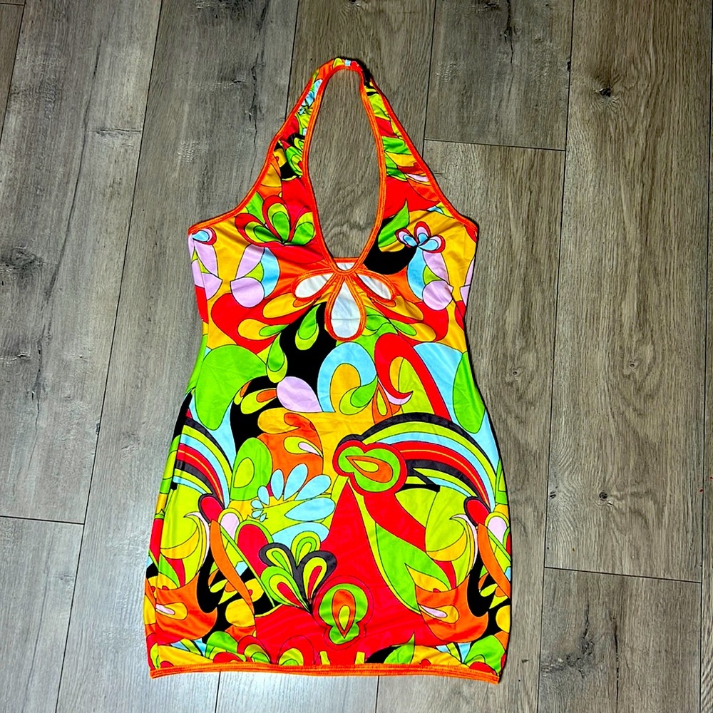 Colorful hippie style, tight, sexy dress